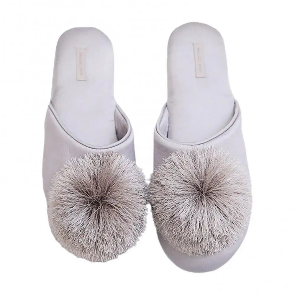 Soft Plush Winter Non-slip Slippers Light Grey