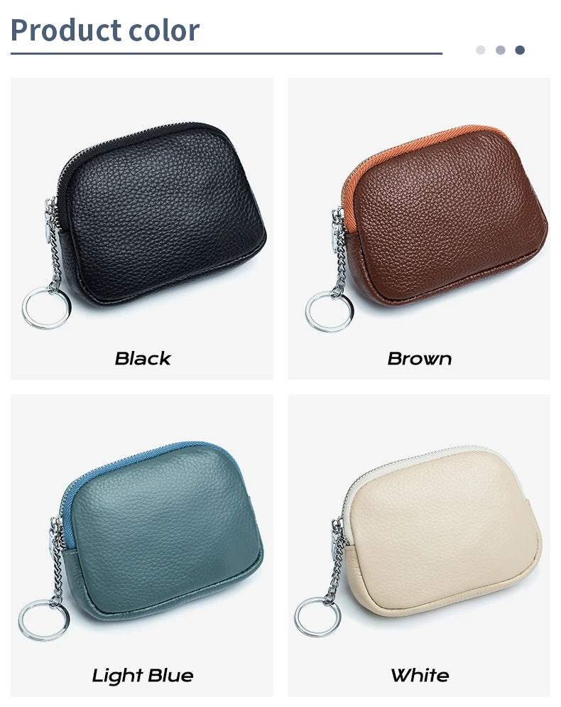 Genuine Leather Zipper Coin Purse