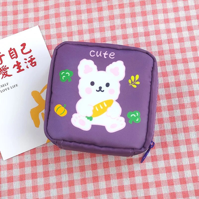 New Diaper Sanitary Napkin Storage Bag Purple Bear