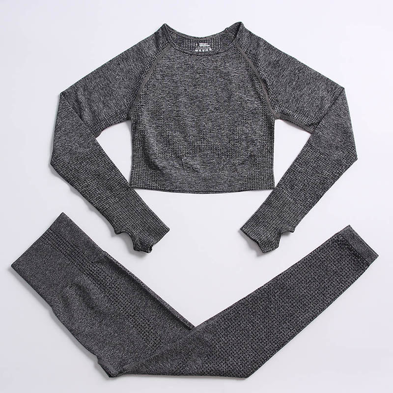 Women Workout Clothing Gym Yoga Set Deep Gray 2pcs 4