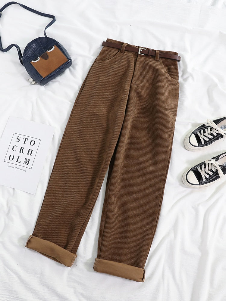 Women Spring Corduroy Pants