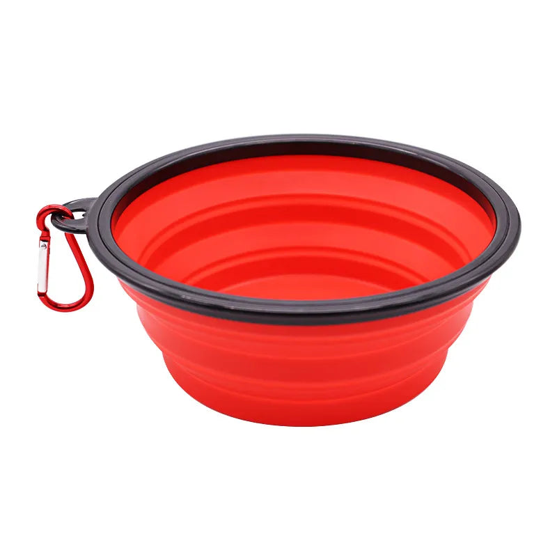 350ML/1000ML Foldable Silicone Pet Bowl Red