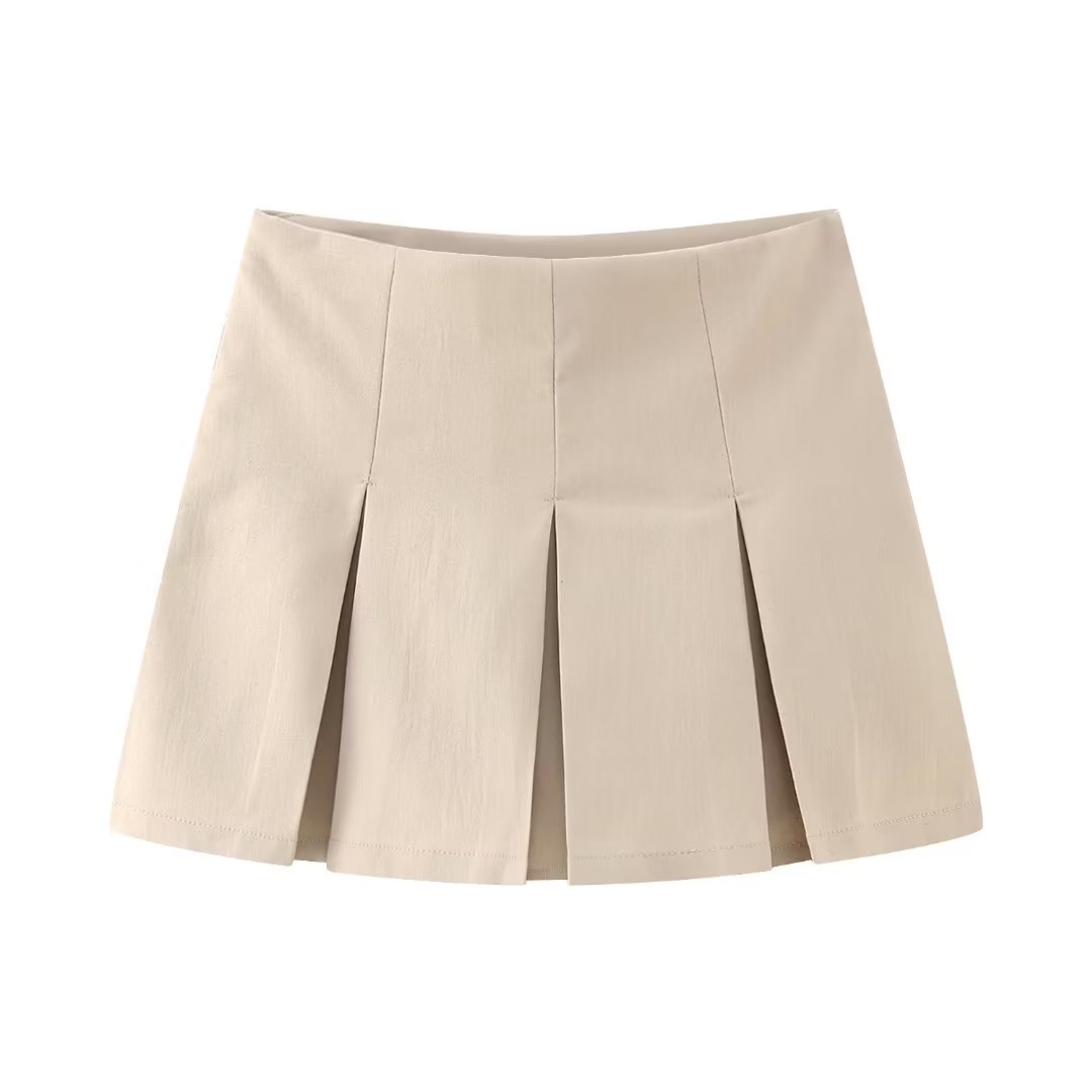 Women High Waist Wide Pleats Design Slim Skirts