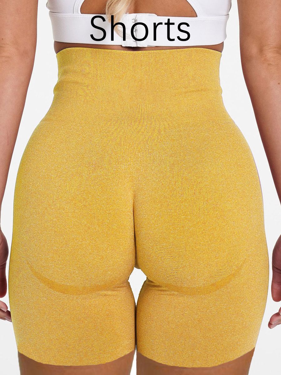 Women Gym Workout Pants Yellow Shorts