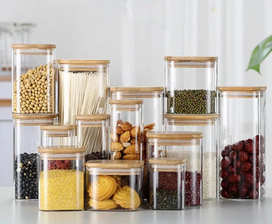 Square Sealed Glass Jars For Spice Kitchen Storage
