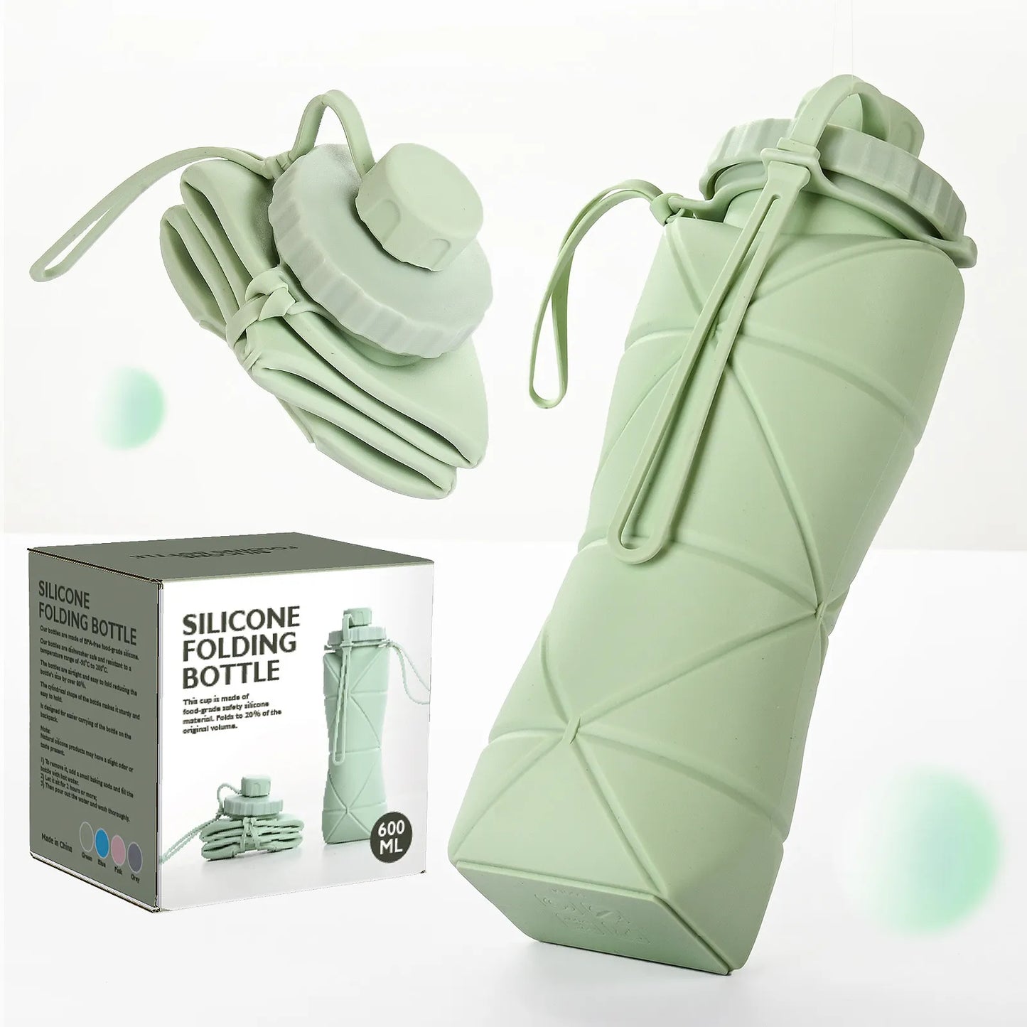 600ml Best Selling Folding Silicone Water Bottle