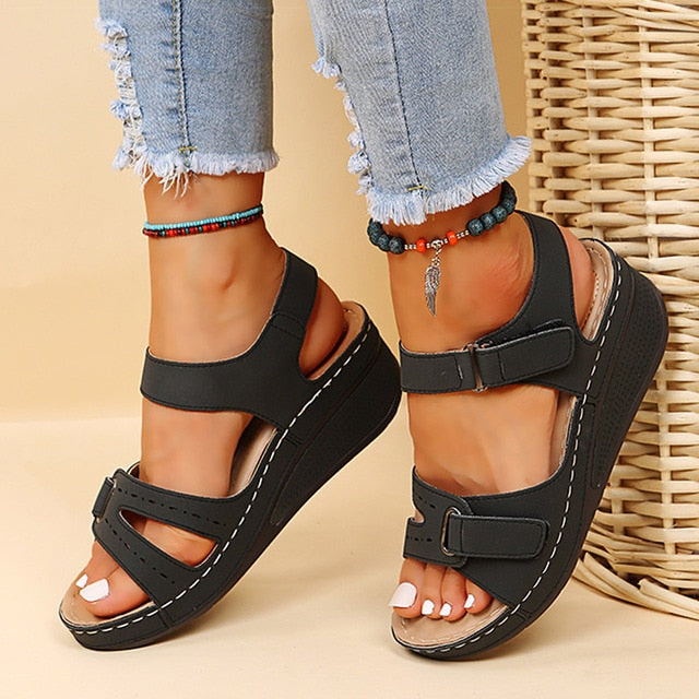 New Summer Wedge Sandals Black