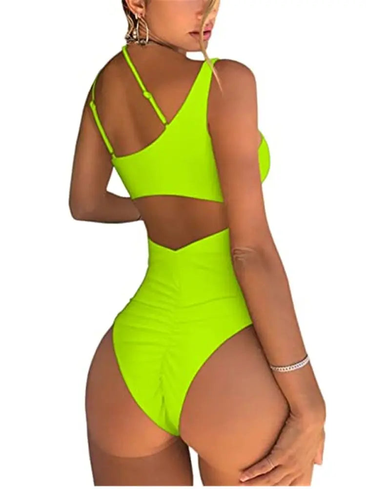 Women Bandeau One Piece green elegant Swimsuit