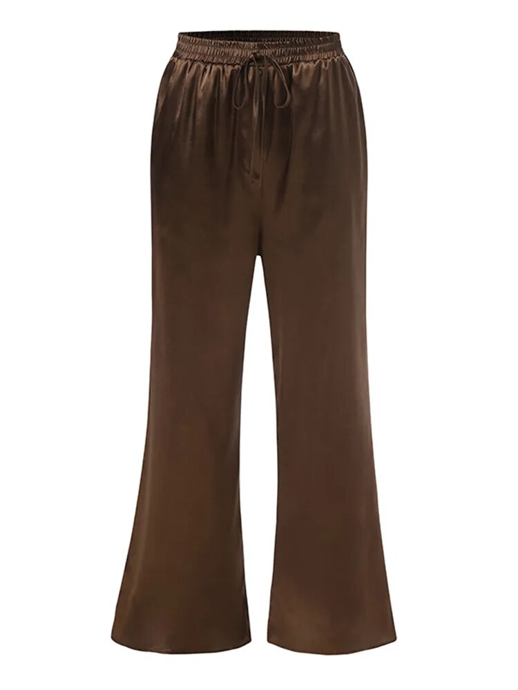 Satin Slik Pants Women Trousers