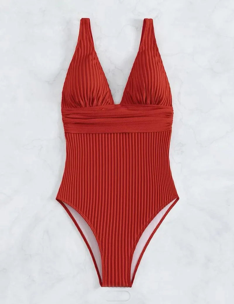 Women One Piece Sexy Brazilian Swimwear red