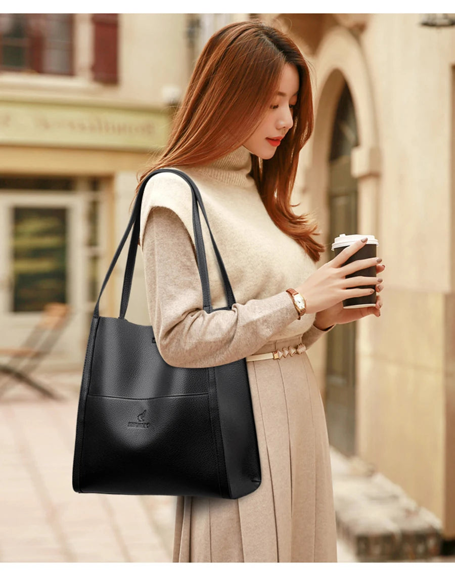 Soft PU Leather Tote Handbag