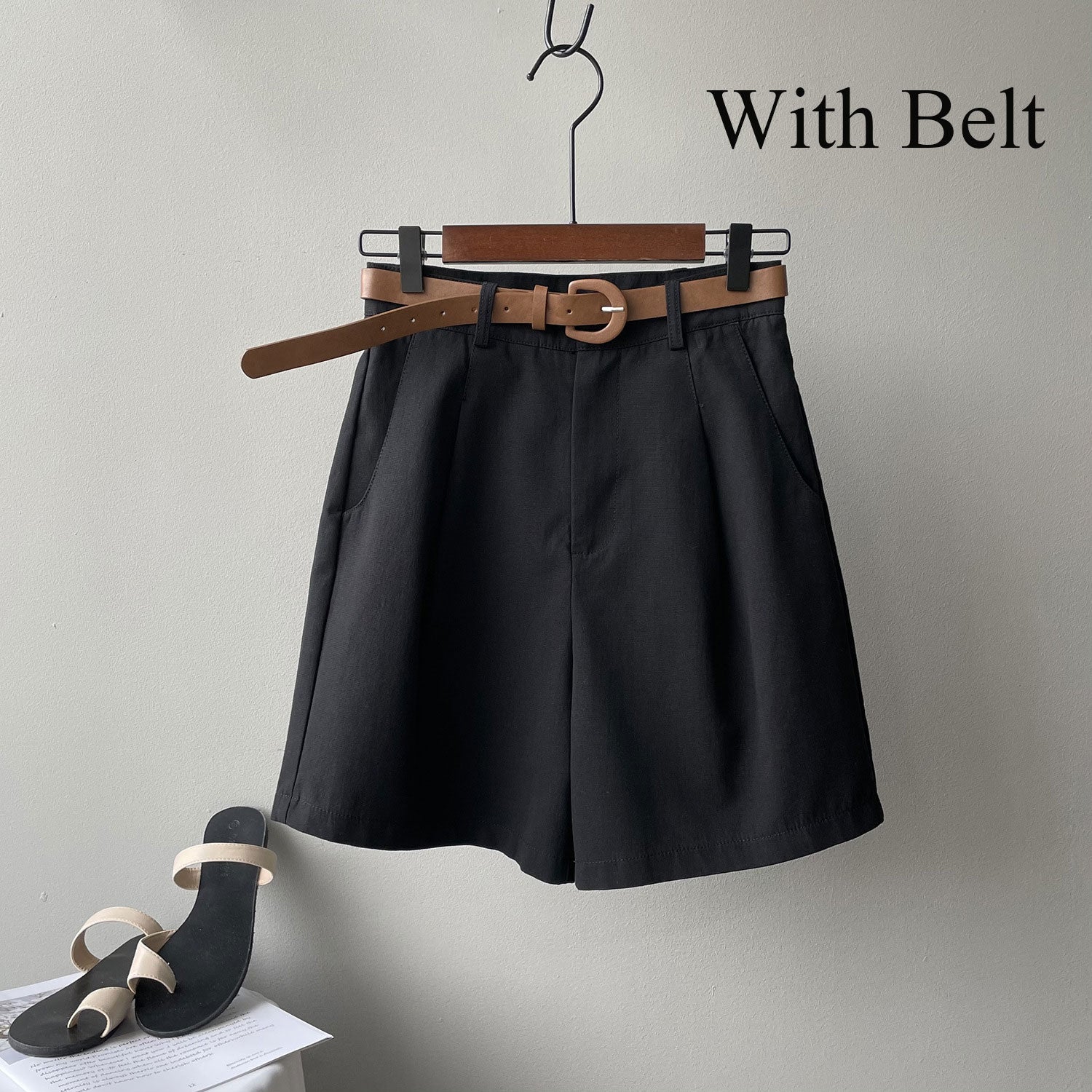 Women Office High Waist Suit Shorts DA02956(With Belt)