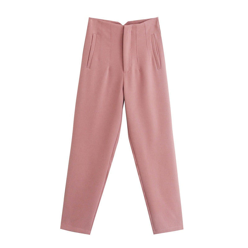 Women Pants 28 Color High Waist Pants Pink