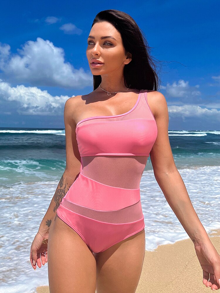 In-X Sexy One Shoulder One Piece Swimsuit