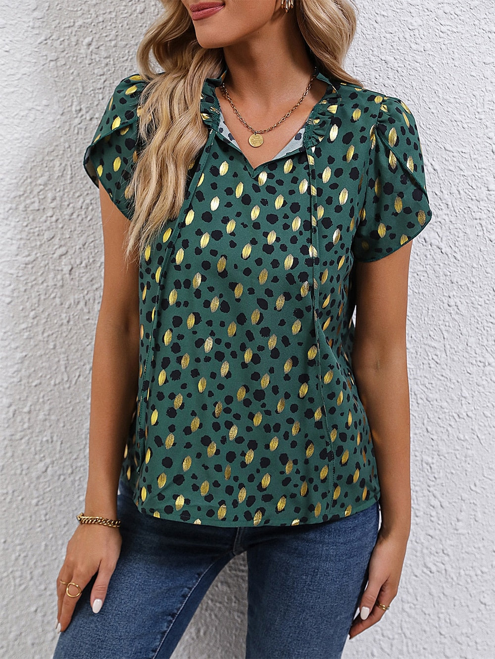 Short sleeve printed Blouse