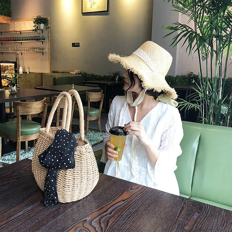 Women Summer Hand-Woven Rattan Bag