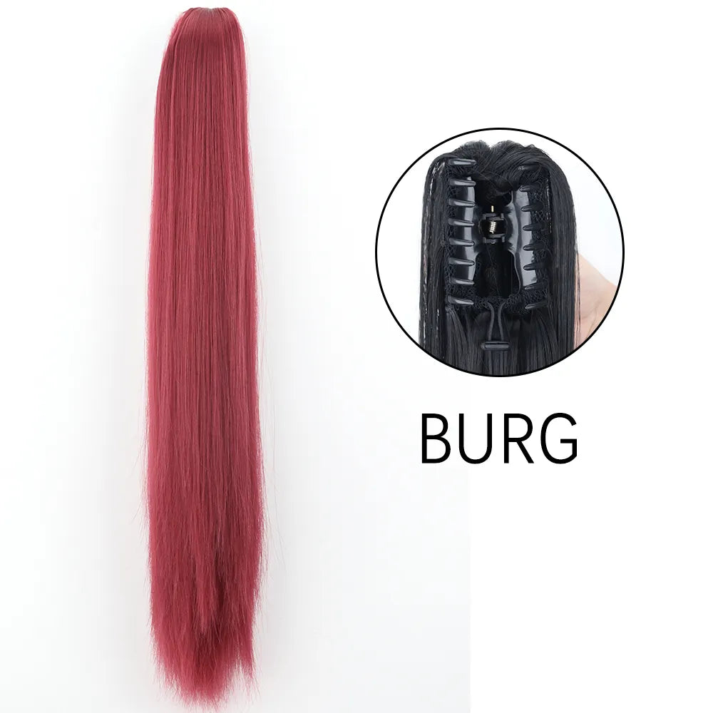 24Inch Heat Resistant Pony Tail Hair BURG 24inches-60cm