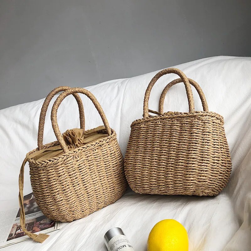 Women Summer Hand-Woven Rattan Bag