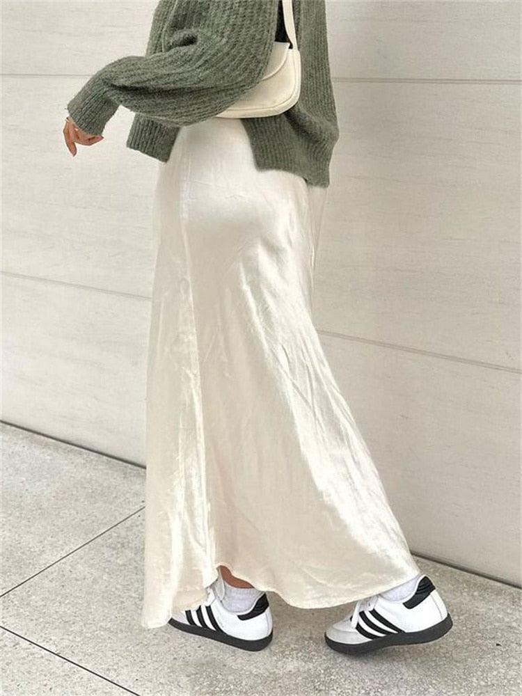 New High Waist Loose Female Long Skirt