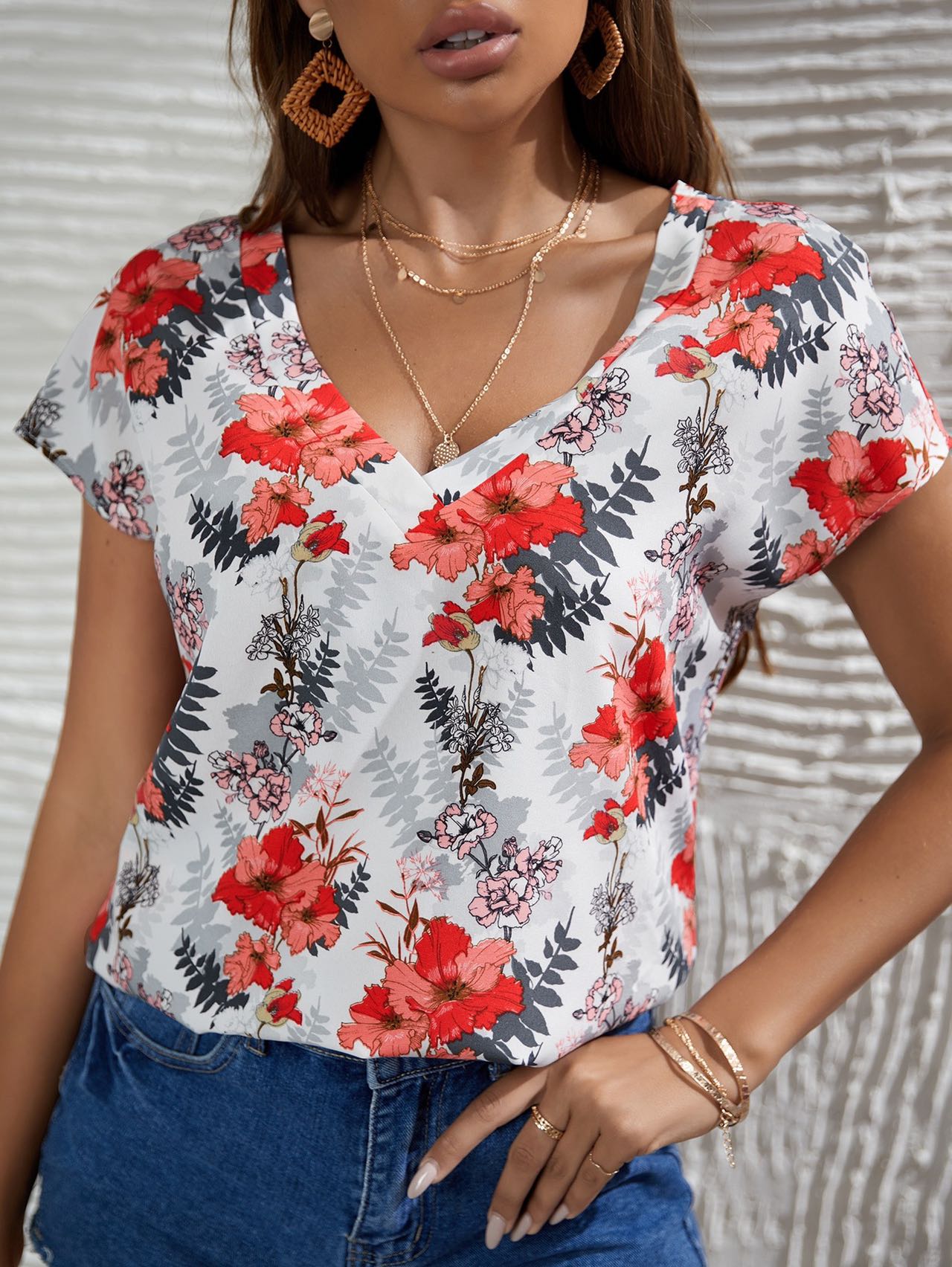 Women's Love Print Short Sleeve Top