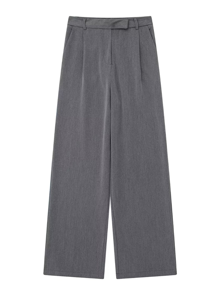 Women Fashion Darts Front Pockets Wide Leg Pants as picture 2