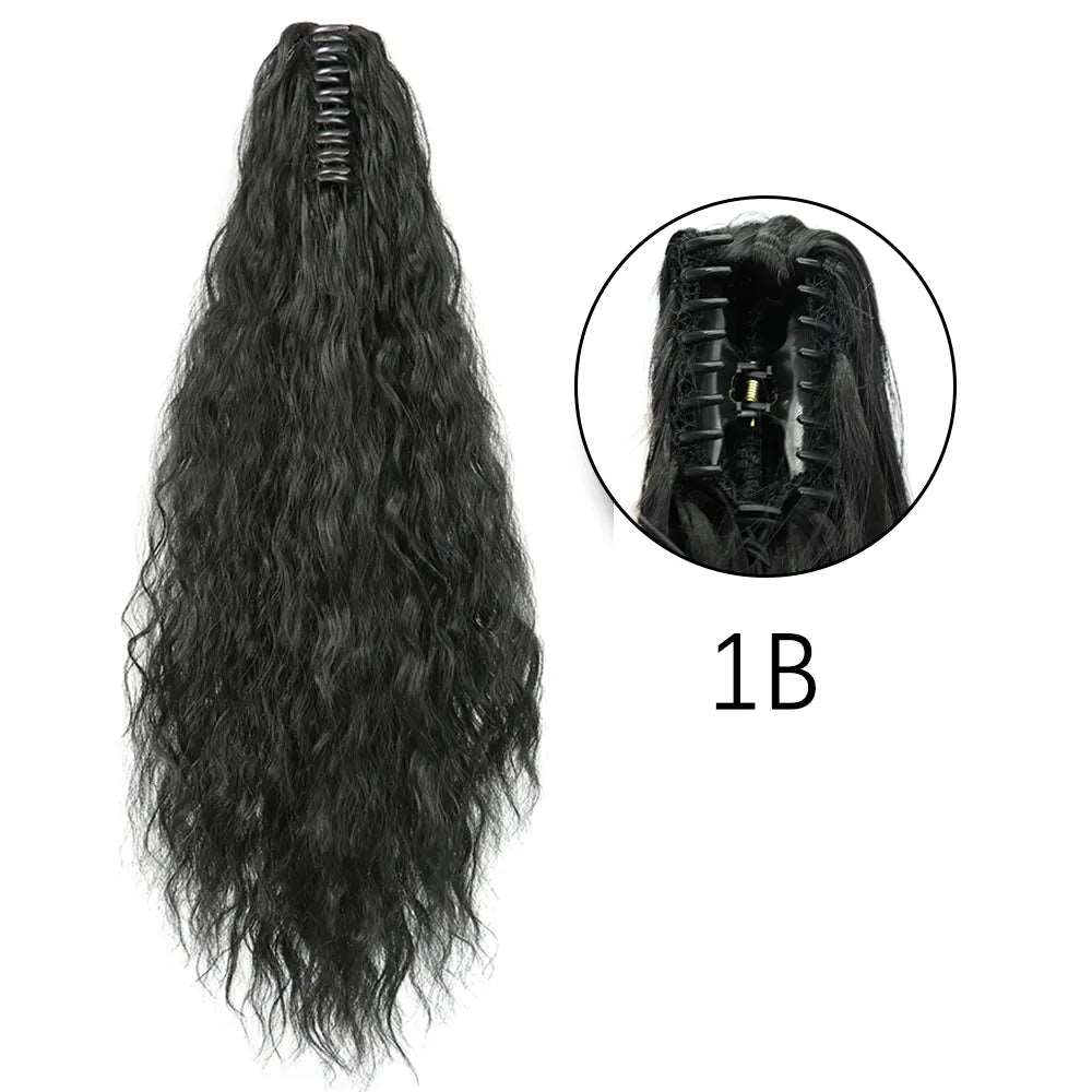 24Inch Heat Resistant Pony Tail Hair 1B 2 24inches-60cm