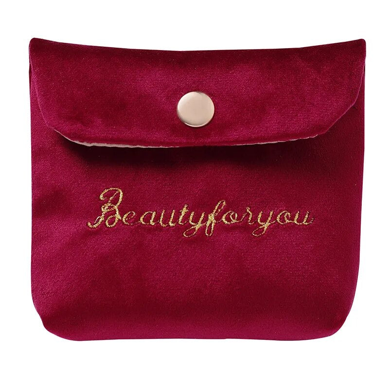 Women Cute Tampon Storage Bag Burgundy