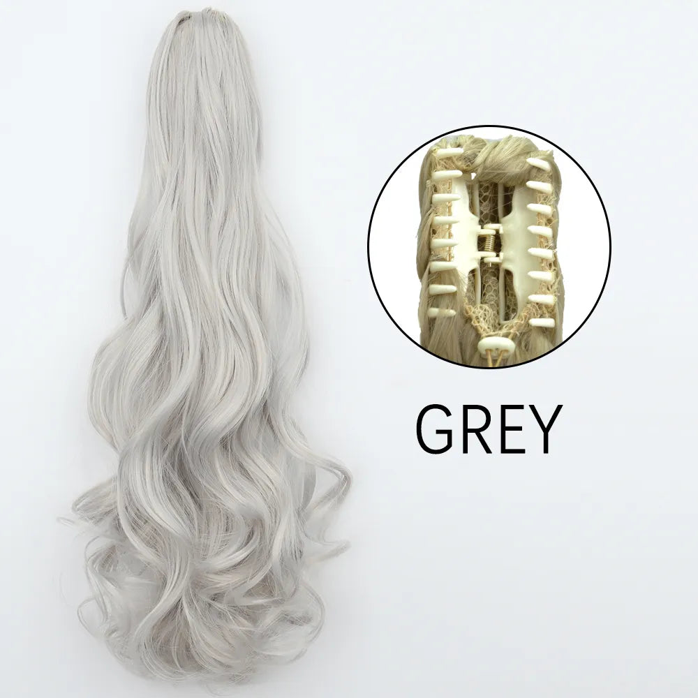 24Inch Heat Resistant Pony Tail Hair GREY 1 24inches-60cm