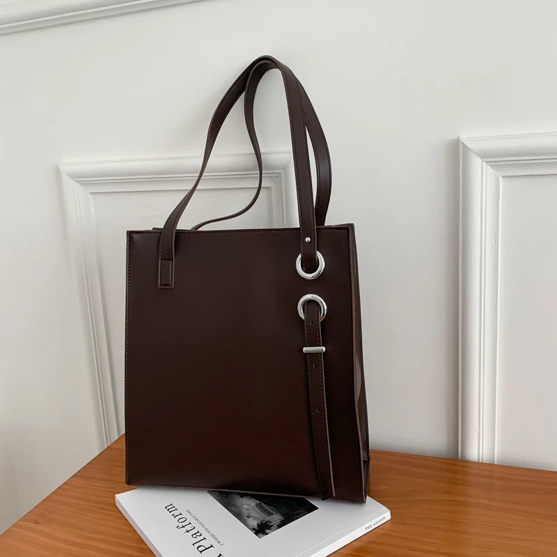 Large minimalistic tote Handbag Coffee