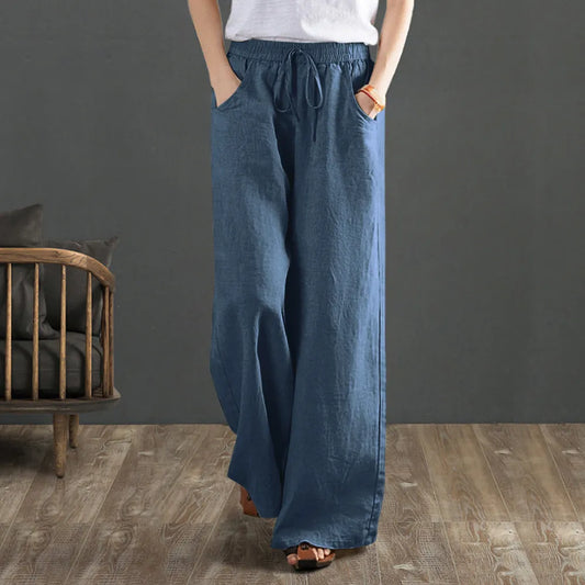 New Women Casual Basics Pants Blue