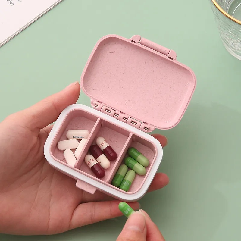 Mini Portable Pills Organizer Case 3 Grids Plastic PillBox