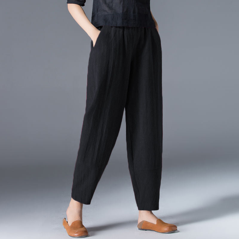 New Anti-cotton Elastic Waist Wide Leg Trousers Black