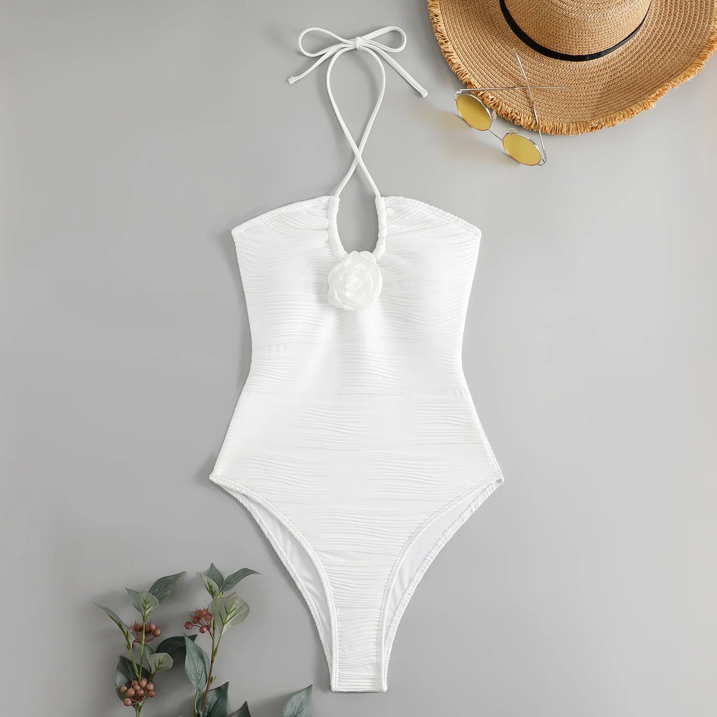 New Flower One Piece Swimsuit