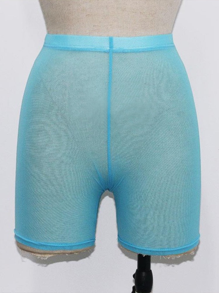 Women Casual High Waist Shorts Sky Blue