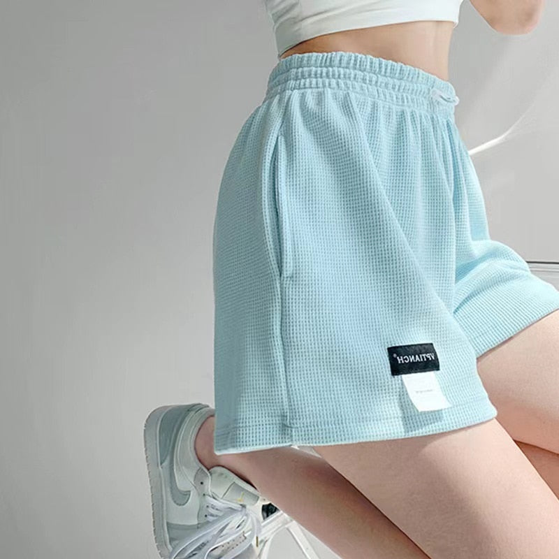 High Waisted Sports Shorts Light Blue