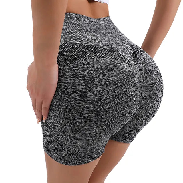 Women High Waist Exercise Sports Trousers Grey shorts