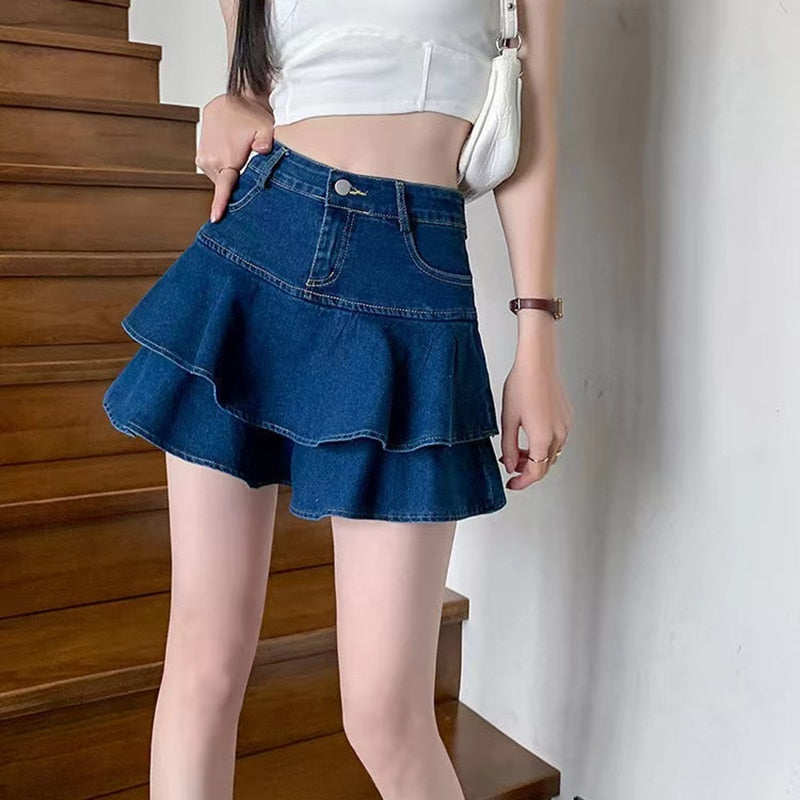 New Vintage Denim Mini Skirts deep blue