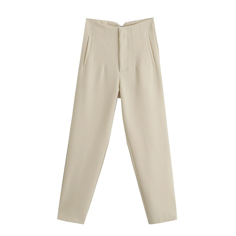 Women Pants 28 Color High Waist Pants Beige