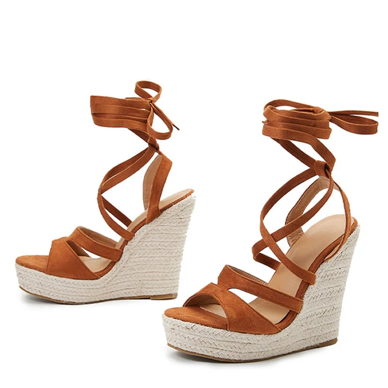 Fashion Lace-Up Summer Wedges Sandals