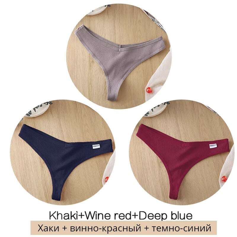 3Pcs/Set Women Cotton Thongs Panties Set 6