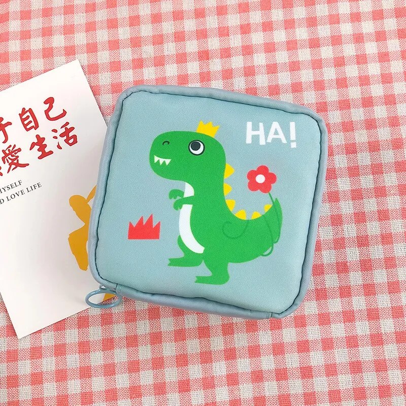 New Diaper Sanitary Napkin Storage Bag Green Dinosaur