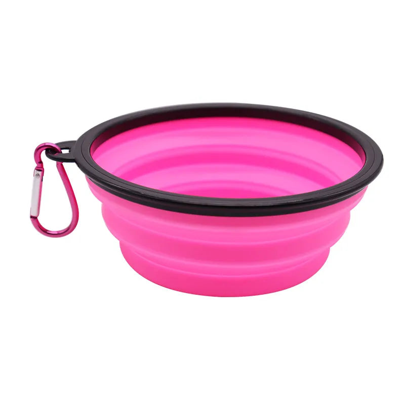 350ML/1000ML Foldable Silicone Pet Bowl Pink 350ml