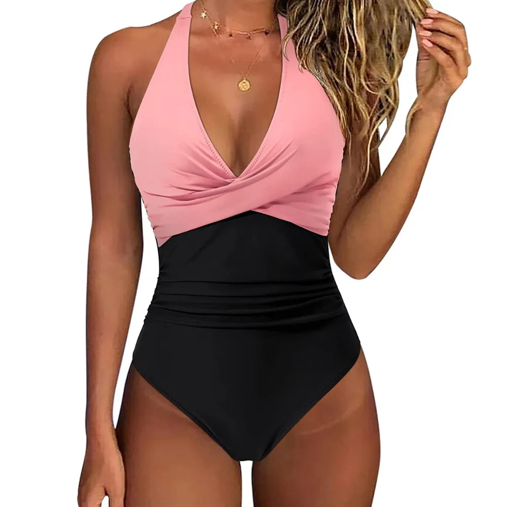 High Waist Halter top tummy control Swimsuit