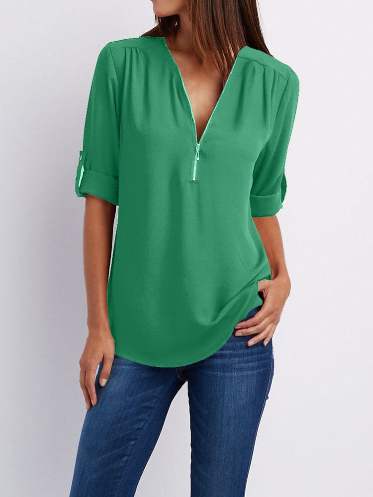 Women Chiffon Blouse Tops