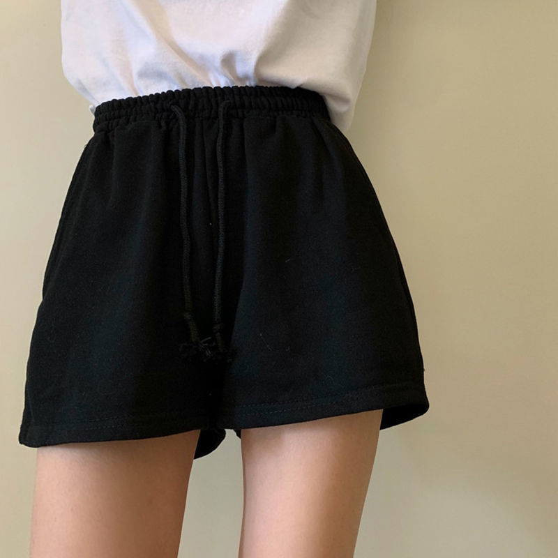 Women Solid Cozy Simple Casual Loose Shorts black