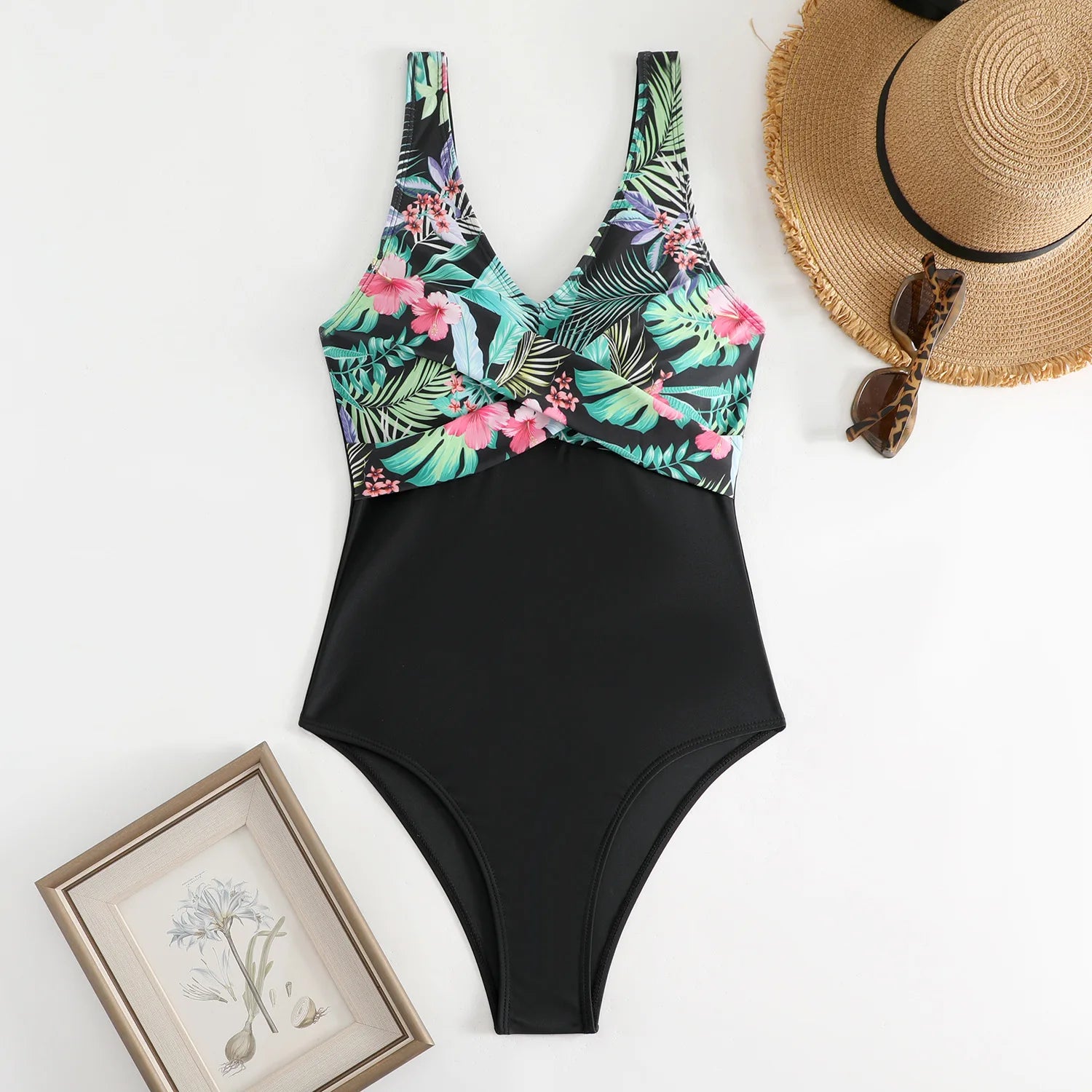 Women's One Piece Floral Print Push Up Bathing Suit print