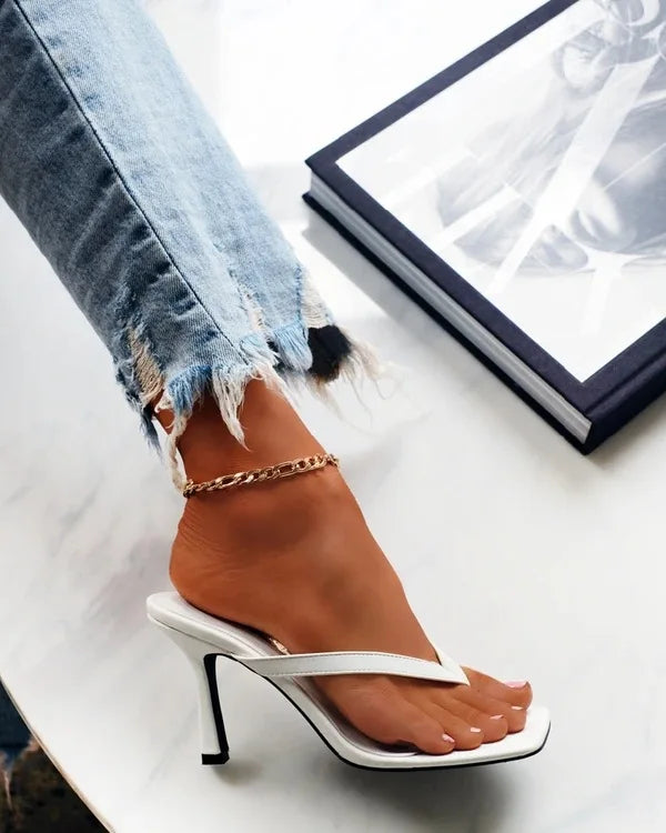 Toe post high heel sandals WHITE