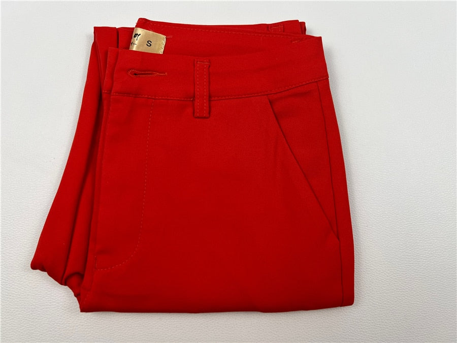 Womens Formal Office Pencil Pants orange red