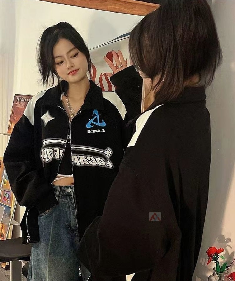 Letter Print Zipper Jacket sweatshirt