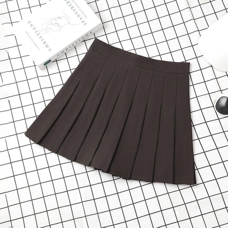 Mini Pleated Skirt Deep Coffee Color